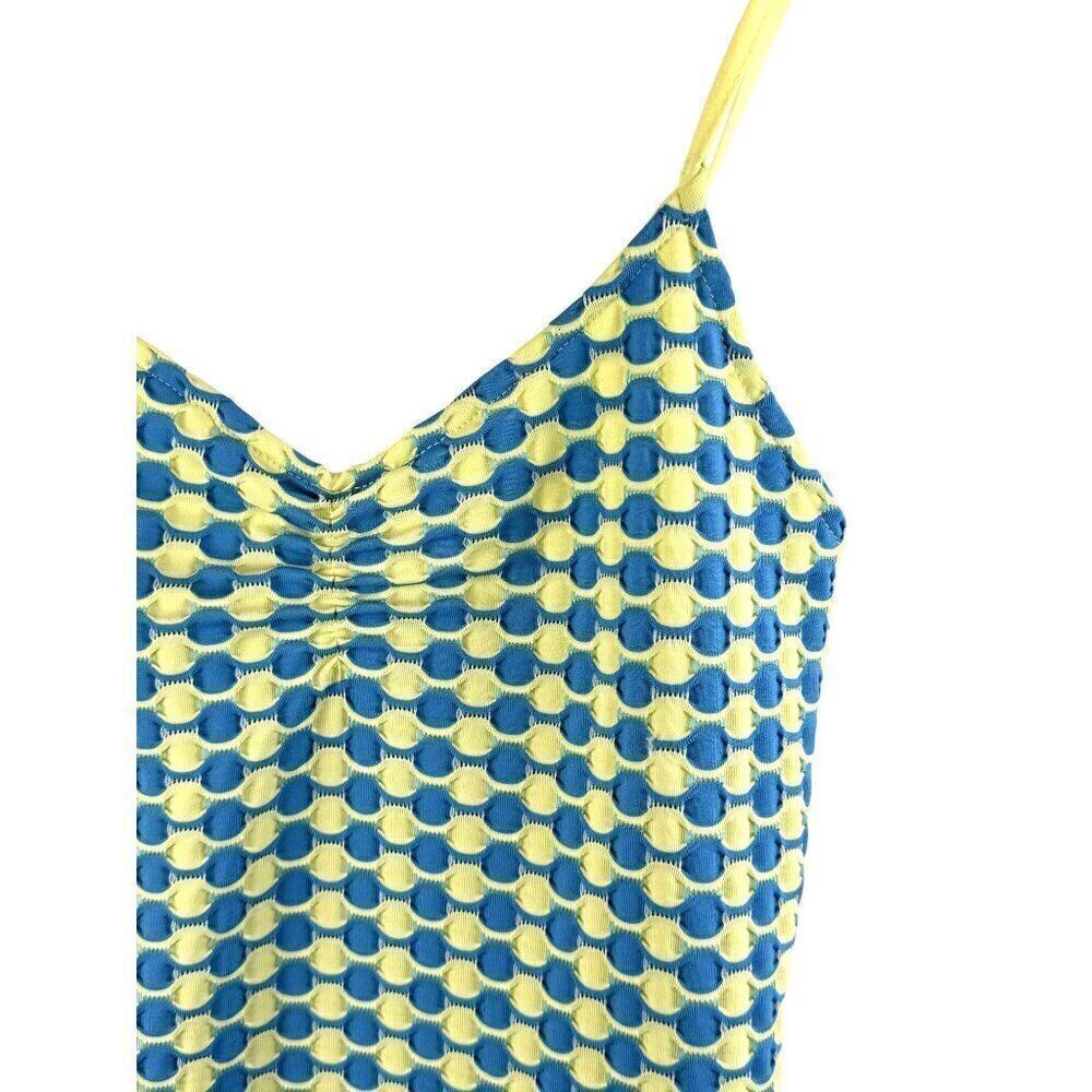 Mango MNG Spaghetti Strap Body Con Dress Sz 6 Blue/Neon Yellow EUC - Picture 2 of 9